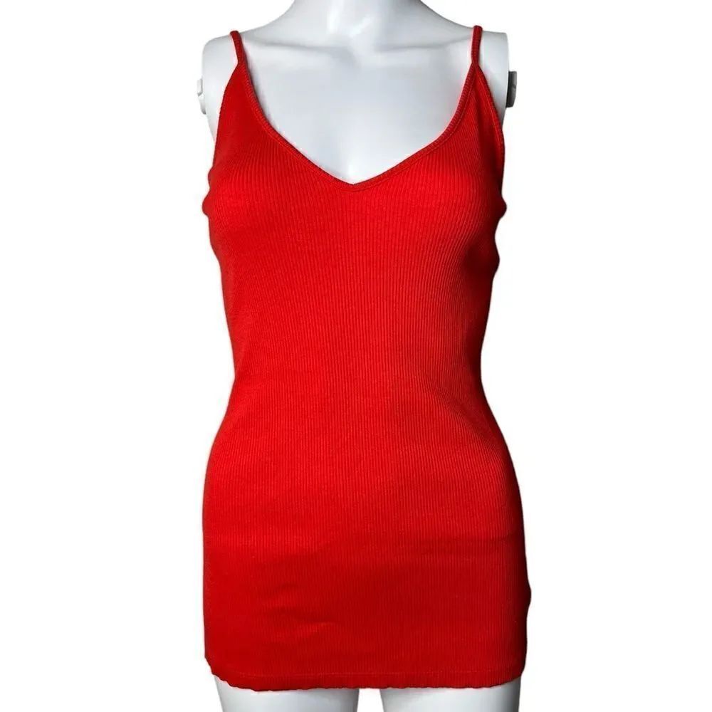Express V Neck Stretchy Tank Top Red Size Medium